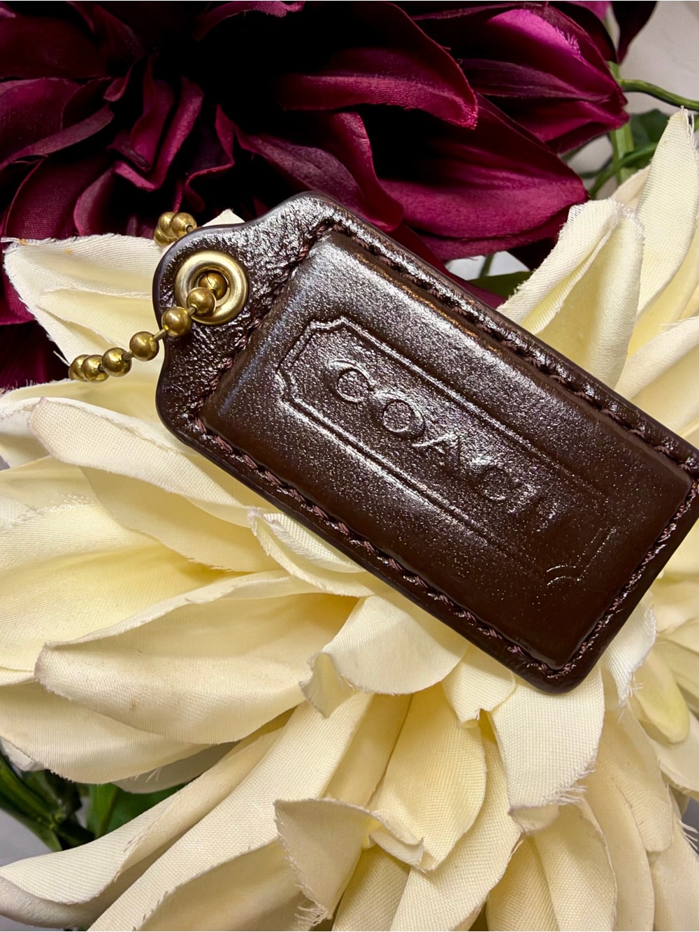 Coach Brown Leather Key Tag Keychain PRELOVED